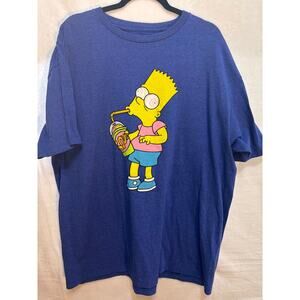 Bart Simpson Brain Freeze Graphic T-Shirt XXL blue